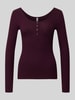 PIECES Bluzka z długim rękawem o kroju slim fit z mieszanki bawełny model ‘KITTE’ Ciemnoczerwony