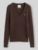 GANT Regular Fit Pullover aus Baumwoll-Mix mit Logo-Stitching Mittelbraun