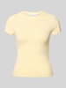 LeGer by Lena Gercke T-shirt met geribde ronde hals, model 'Franka' Lichtgeel