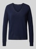 S.Marlon Kasjmier pullover met afgeronde V-hals Marineblauw