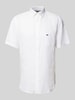 Fynch-Hatton Freizeithemd aus Leinen mit Button-Down-Kragen Modell 'Summer' Weiss