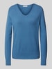 Christian Berg Woman Regular Fit Strickpullover mit V-Ausschnitt Rauchblau Melange