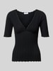 Jake*s Casual Slim Fit T-Shirt aus Viskose-Mix in Strick-Optik Black