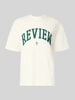 REVIEW T-Shirt mit Label-Print und Rundhalsausschnitt Offwhite