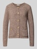 Milano Italy Strickjacke mit Rundhalsausschnitt und Knopfleiste Taupe