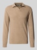Casual Friday Sweter z dzianiny z mieszanki wełny z kołnierzykiem polo model ‘Karl’ Camel melanż