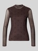ONLY Slim Fit Langarmshirt mit Allover-Muster Modell 'ERICA' Schoko Melange