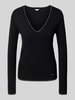 Liu Jo White Pullover mit V-Ausschnitt und Effektgarn Black