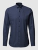 OLYMP No. Six Modern fit zakelijk overhemd met kentkraag Marineblauw