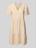 Only Comfort Fit Freizeitkleid aus Viskose-Leinen-Mix Modell 'TIRI-CARO' Beige
