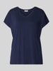 Christian Berg Woman t-shirt z mieszanki wiskozy i elastanu z dekoltem w serek Ciemnoniebieski