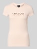 ARMANI EXCHANGE T-shirt z detalem z logo Jasnoróżowy