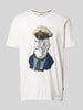 Blend T-Shirt mit Motiv- und Statement-Print Offwhite