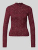 YAS Slim Fit shirt met lange mouwen van bloemig kant model 'Lacey' Bordeaux