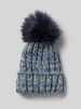 Kurt Beines Strickmütze mit Woll-Anteil und Bommel Blau