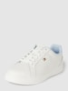 Tommy Hilfiger Leren sneakers met logo-applicatie Lichtblauw