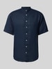 Fynch-Hatton Regular Fit Freizeithemd aus Leinen mit Maokragen Modell 'Summer' Marine