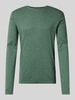 Christian Berg Men Regular Fit Strickpullover aus reiner Baumwolle mit Rundhalsausschnitt Gruen Melange