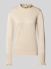 FREE/QUENT Strickpullover mit Stehkragen und Rüschen Modell 'Katie' Beige