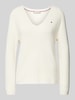 Tommy Hilfiger Strickpullover mit Logo-Stitching Ecru