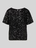 comma Blouseshirt met pailletten Zwart