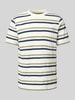 Blend T-shirt met geribde ronde hals, model 'JAMAS' Marineblauw