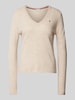 Tommy Hilfiger Wollen pullover met logostitching Beige