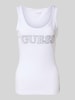 Guess Tanktop mit Logo und Ziersteinbesatz Weiss