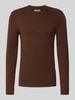 Blend Strickpullover mit Rundhalsausschnitt Modell 'BAGGE' Mittelbraun