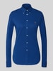 Polo Ralph Lauren Slim fit overhemdblouse met button-downkraag Blauw gemêleerd