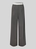 Jake*s Casual Wide Leg Stoffhose mit Bundfalten Dunkelgrau