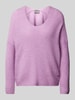 MOS MOSH Gebreide pullover met afgeronde V-hals, model 'THORA' Lila