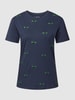 Jake*s Casual T-Shirt mit Allover-Motiv-Stitching Dunkelblau