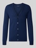 Christian Berg Men Cardigan aus Woll-Mix mit V-Ausschnitt Dunkelblau Melange