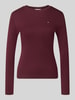 Tommy Hilfiger Slim Fit Langarmshirt aus reiner Baumwolle Dunkelrot