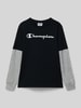 CHAMPION Shirt met lange mouwen en labelprints Zwart