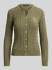 Lauren Ralph Lauren Regular Fit Strickjacke aus reiner Baumwolle mit Logo-Stitching Khaki