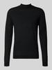 ROY ROBSON Slim Fit Strickpullover aus reiner Schurwolle mit Stehkragen Black