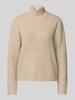 ICHI Gebreide pullover met opstaande kraag en extra brede schouders Beige