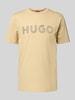 HUGO T-shirt z nadrukiem z logo model ‘DULIVIO’ Beżowy