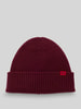 HUGO Beanie aus reiner gerippter Schurwolle Modell 'XOLA' Dunkelrot