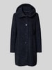 Milo Coats Lange jas met capuchon en knoopsluiting, model 'STELLA' Marineblauw