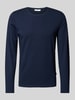 Casual Friday Slim fit shirt met lange mouwen en stretch, model 'Theo'  Marineblauw