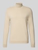 SELECTED HOMME Regular fit gebreide pullover van puur katoen, model 'BERG' Offwhite gemêleerd