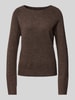 Vero Moda Gebreide pullover met lange mouwen, model 'DOFFY' Middenbruin