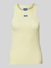 Hugo Blue Tanktop mit Label-Stitching Hellgelb