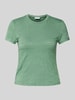 Jake*s Casual T-shirt met geribde ronde hals Groen