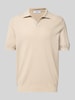 GRAN SASSO Regular Fit Poloshirt mit V-Ausschnitt Sand