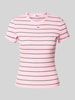 Tommy Jeans Slim Fit T-Shirt aus Baumwoll-Mix Rosa