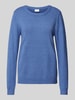 Vila Gebreide pullover met ribboorden, model 'Viril' Blauw